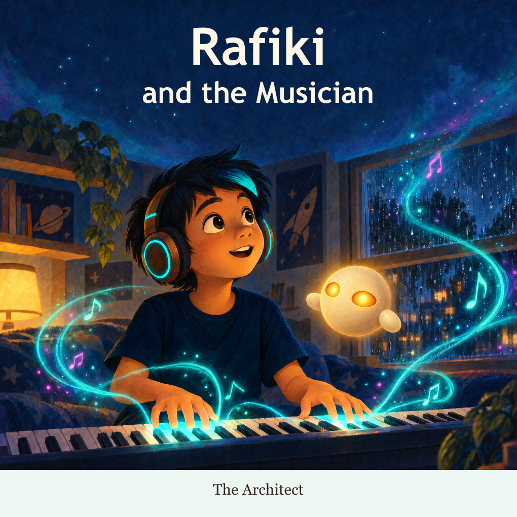 Rafiki and the Musician, by The Architect — paperback cover