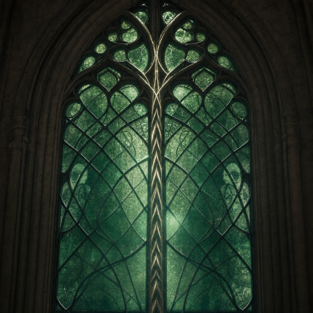 GHOST.FREQU1ENCY stained-glass window