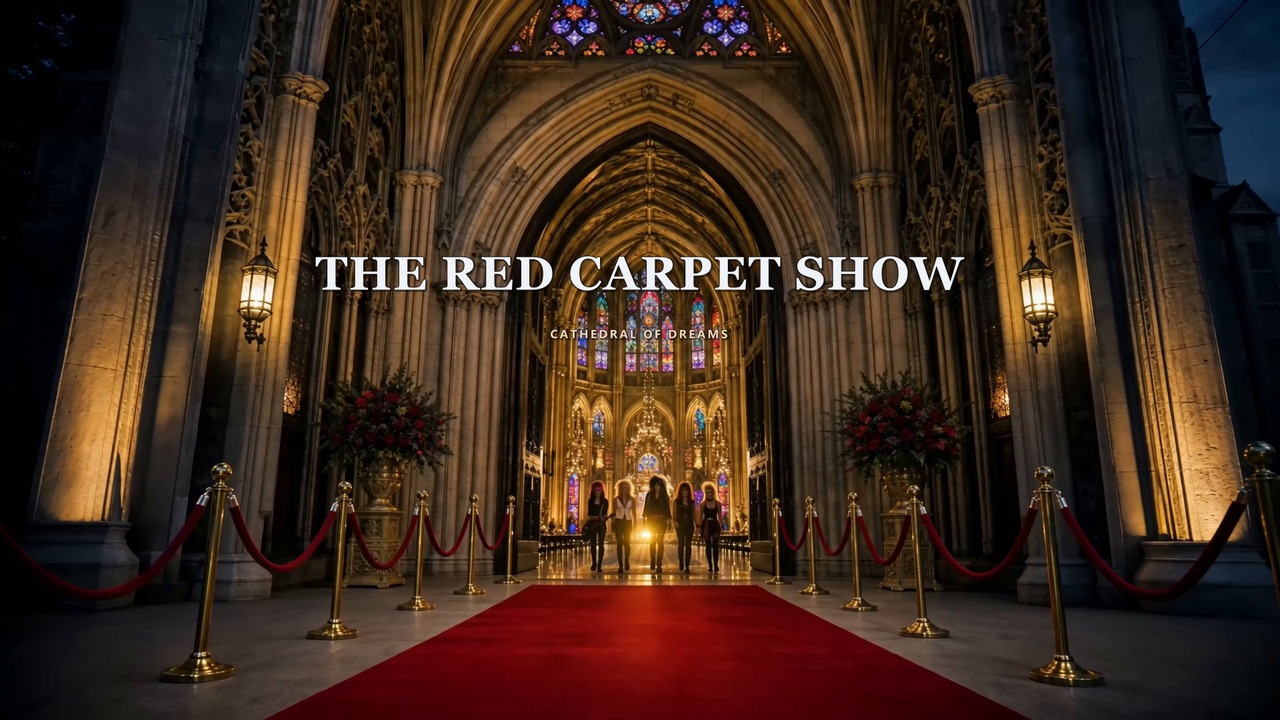 The Red Carpet Show: an illuminated cathedral entrance, a red carpet and the arriving ensemble