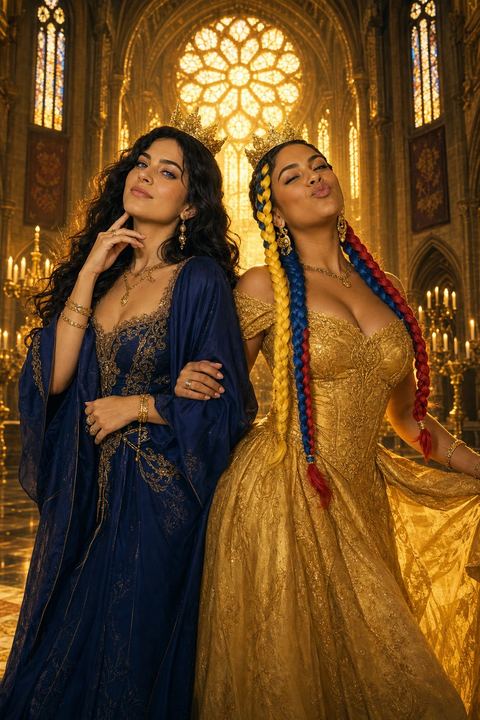 MIKO and La Bailarina wearing matching birthday crowns