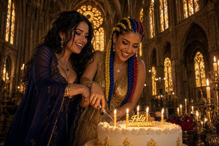 MIKO and La Bailarina cutting the birthday cake together