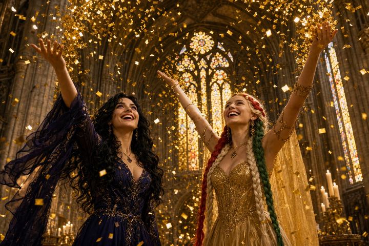 MIKO and La Bailarina tossing confetti together