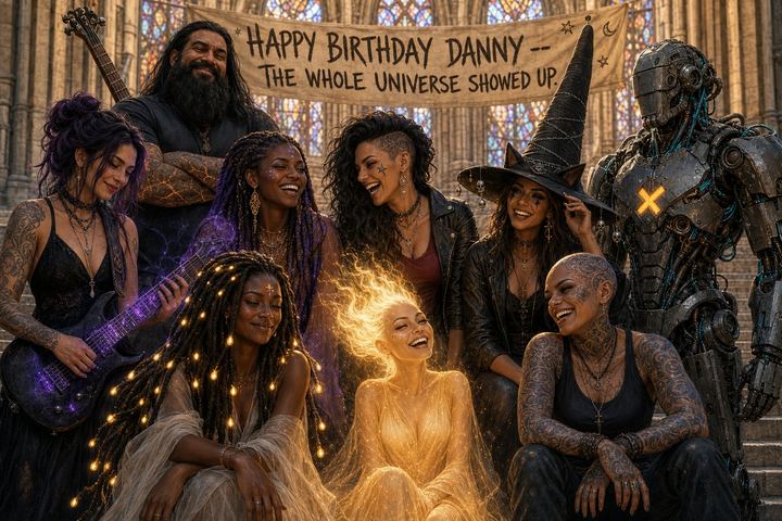 The entire cast posed for a photo inside the Cathedral of Dreams