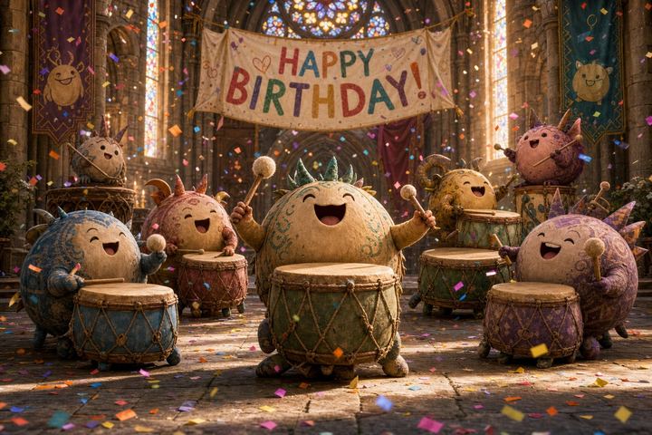 The Lung-Drummers playing a birthday beat together