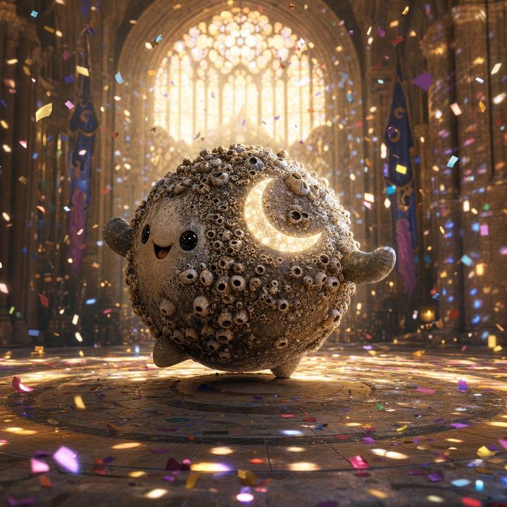 Barnacle Moon lit up under a disco glow