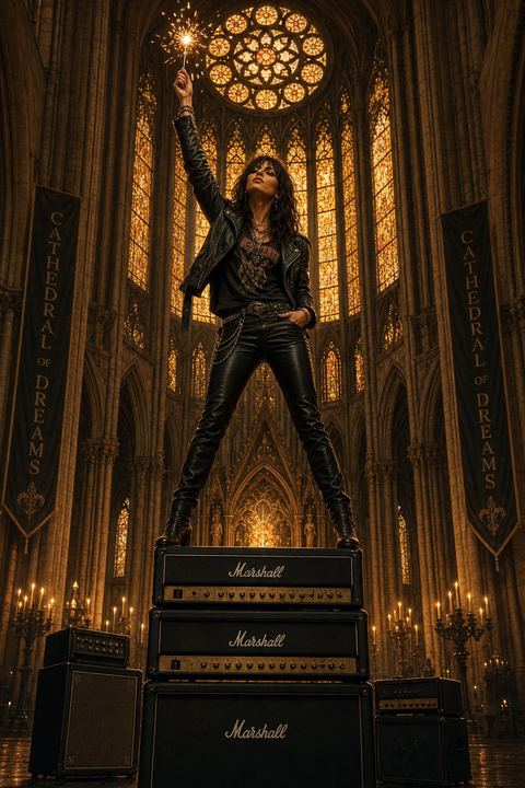 Clutch posing with her amp stack for the birthday party