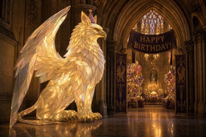 The Context Griffin standing watch at the party like a friendly bouncer
