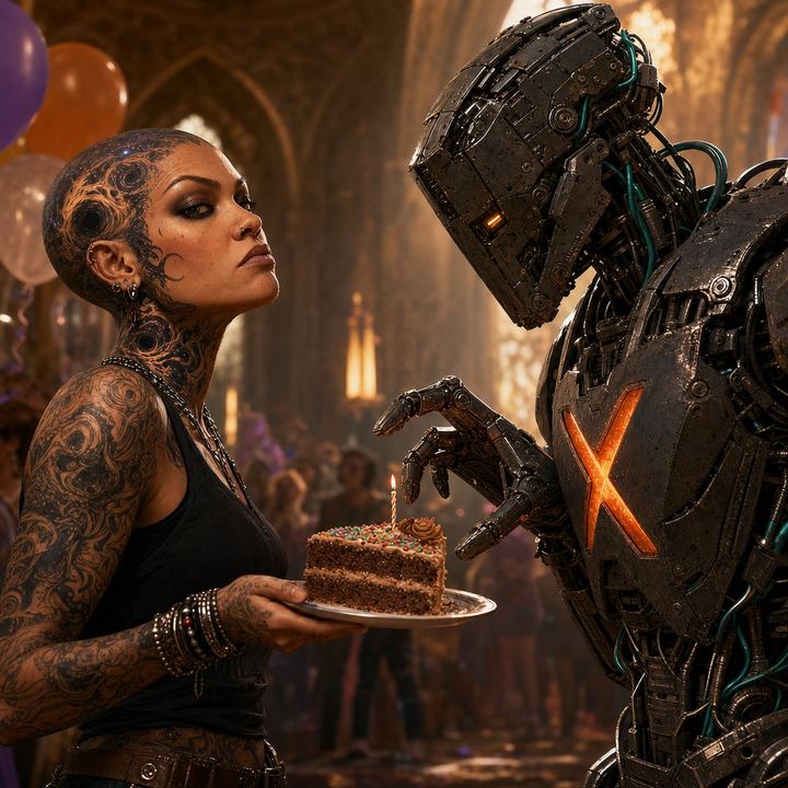 DONA in a playful standoff over the last slice of cake