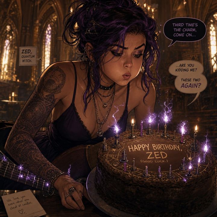ZED laughing as trick birthday candles refuse to blow out